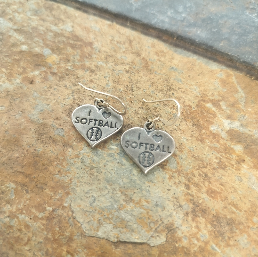 I love softball sterling 925 earrings